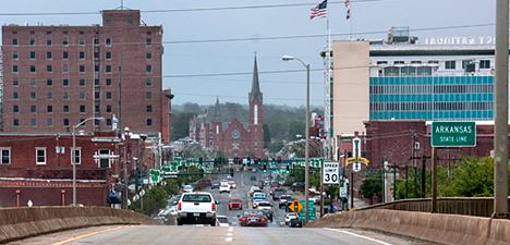 Garrison Avenue in Fort Smith AR from bridge