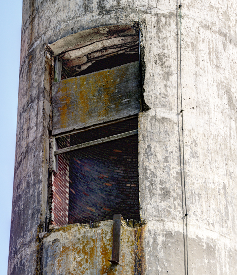 Looking inside old smoke stack