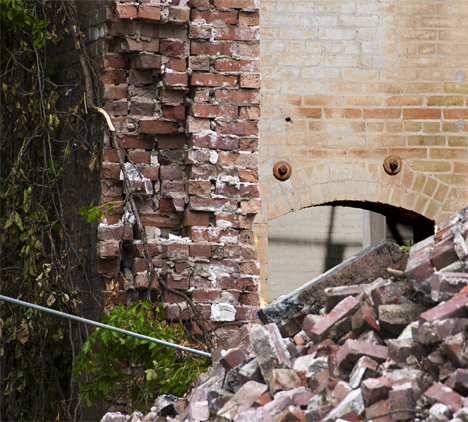curved door way in building under demolition