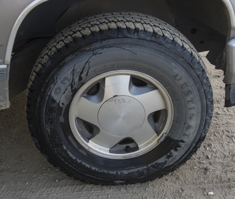 truck wheel dipped in Mississippi River Water
