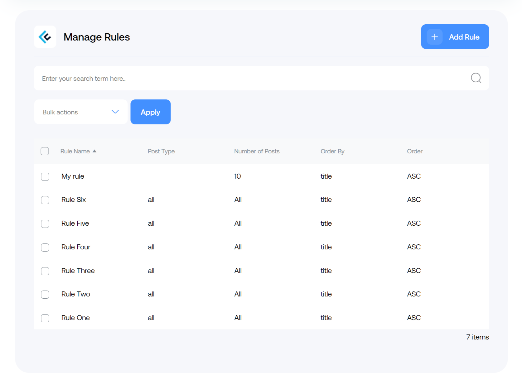 Manage Rule Manage Rule