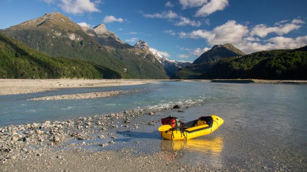 Stunning paddling on the Lower Dart River, New Zealand.