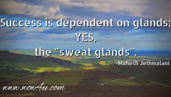 Success is dependent on glands; yes, the sweat glands.
Words of Wisdom from Mahesh Jethmalani, The Ladder of Success