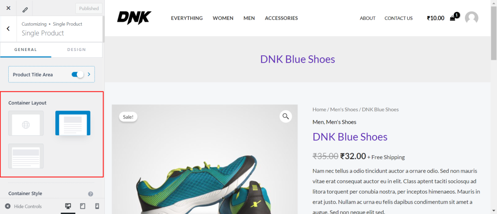 Single Product WooCommerce Container Layout 1024x441