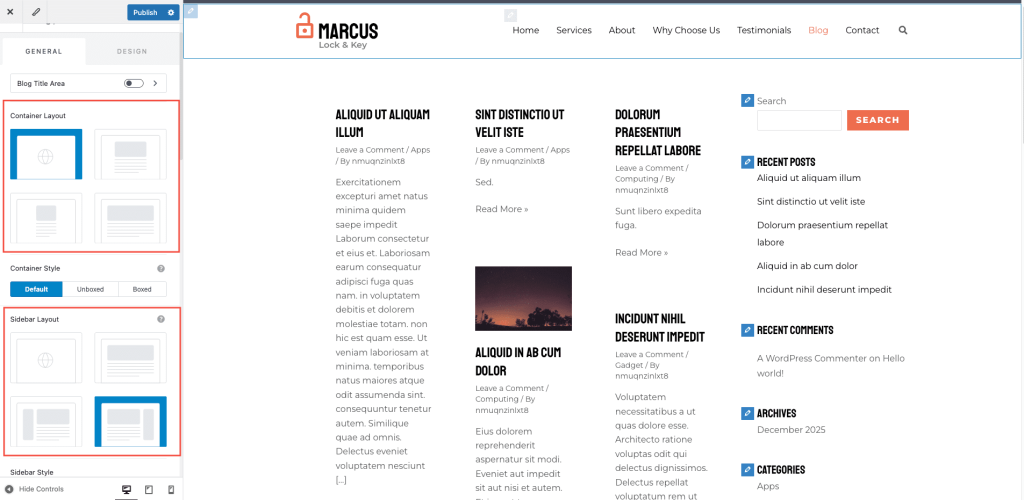 Set Up Your Blog Container and Sidebar layout