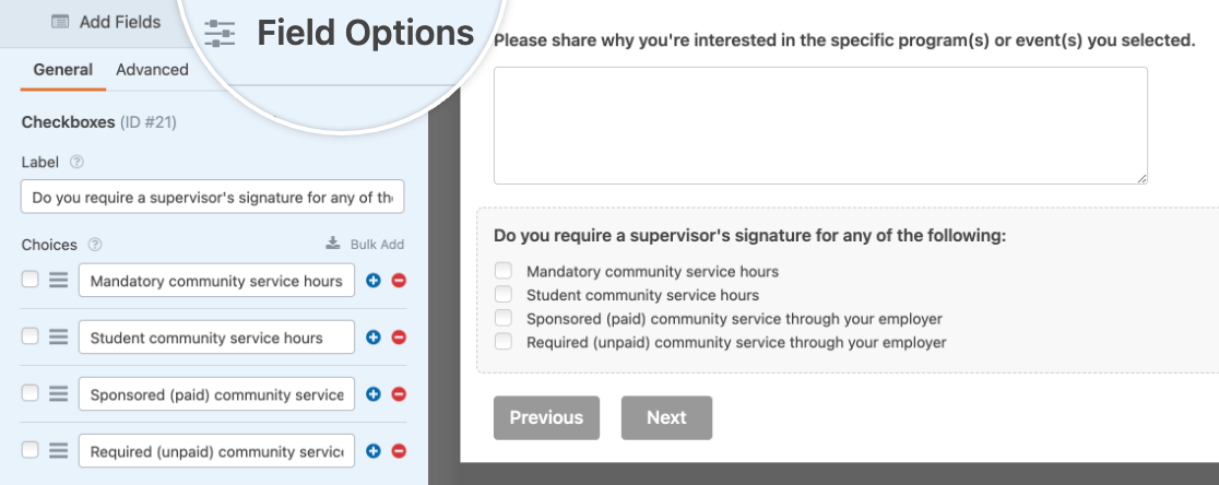customizing-field-options - WPForms Customizing field options to use in a form template