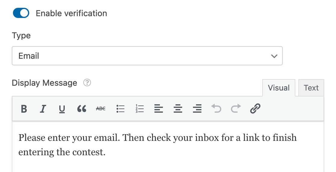 Adicionando uma mensagem de verificação de e-mail