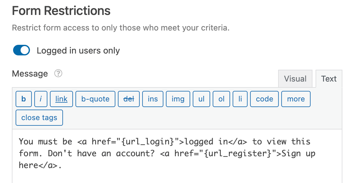 Habilitando a restrição de formulário com o addon Form Locker