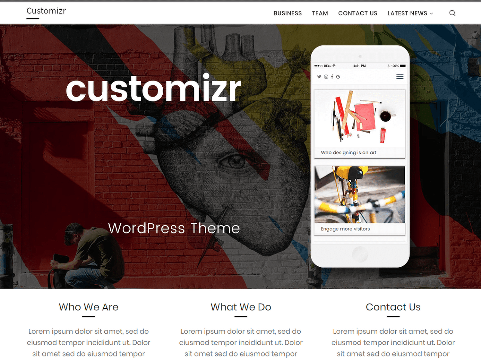 tema gratuito do WordPress Customizr