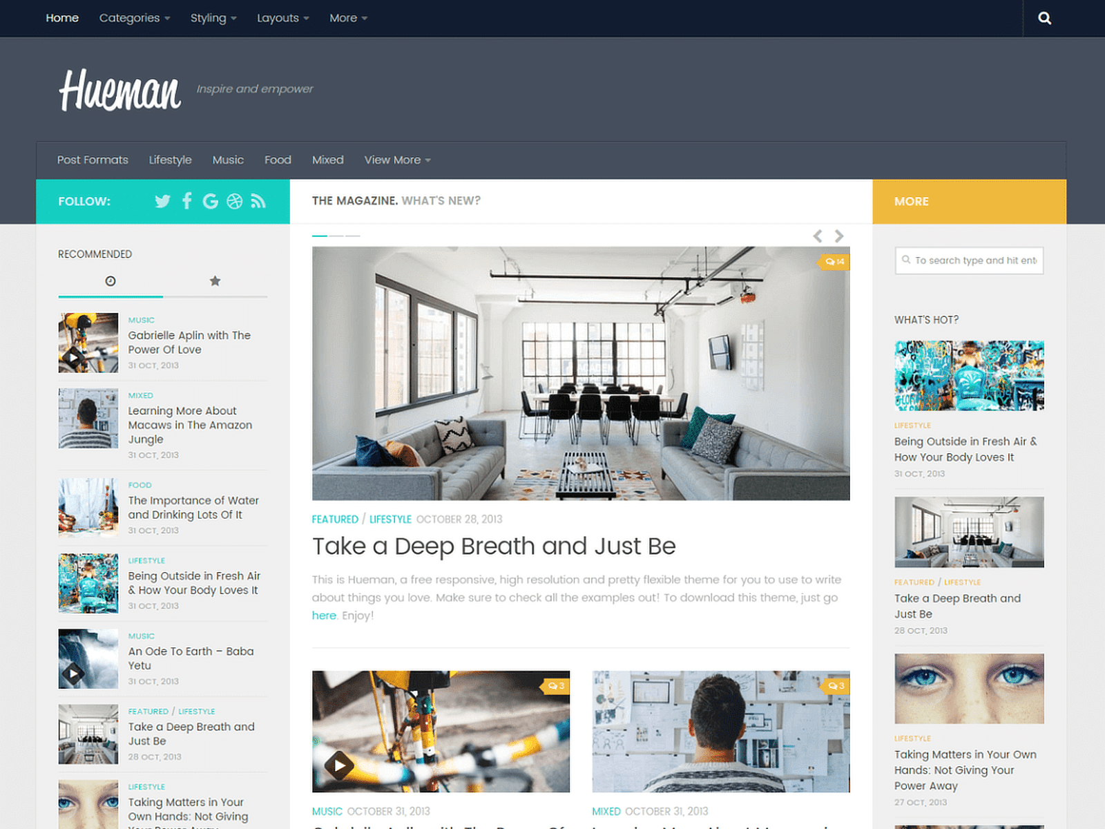 tema gratuito do WordPress Hueman