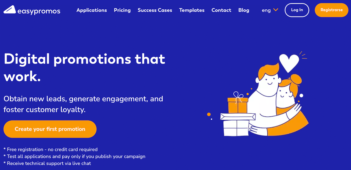 Easypromos 2024 - WPForms A página inicial da Easypromos
