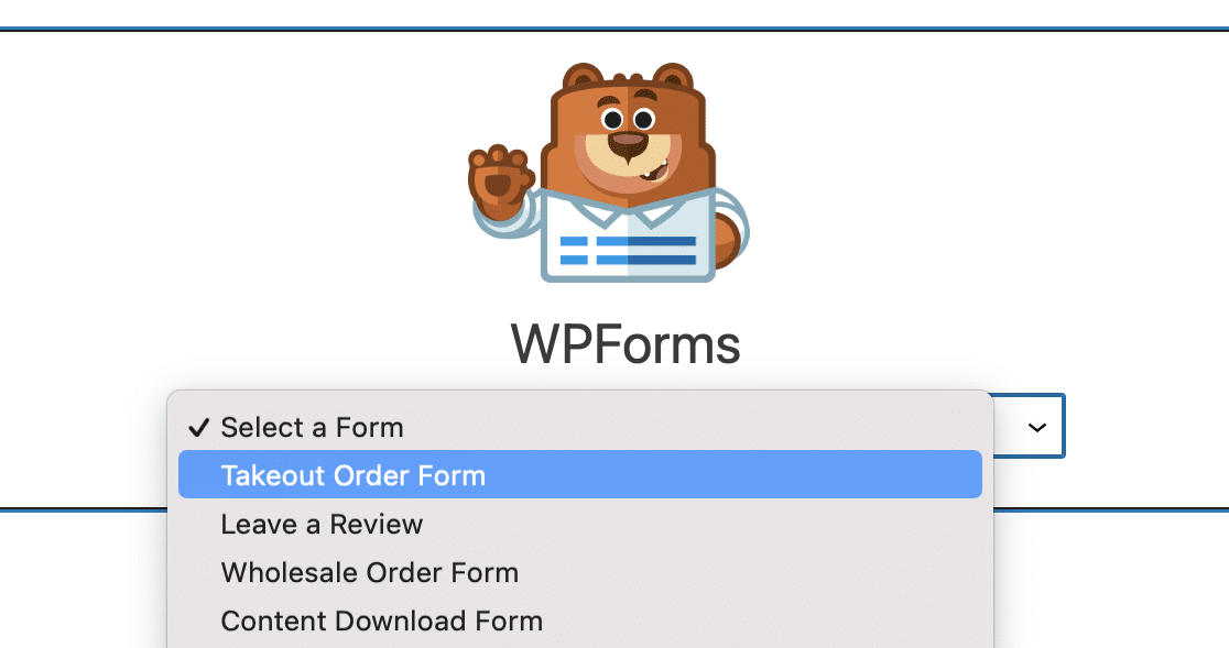 wpforms-block-takeout-order-form - WPForms Visualizzazione del modulo di ordinazione da asporto nel blocco WPForms