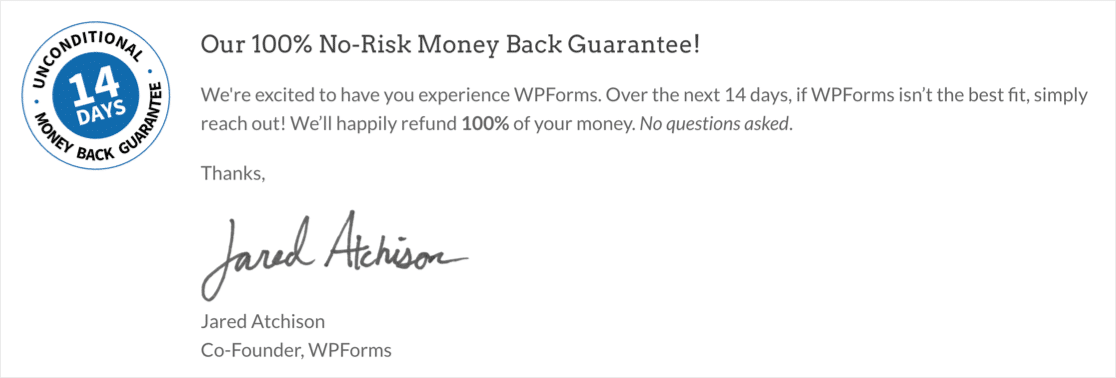 Garantía de devolución de dinero de WPForms - WPForms Garantía de devolución de dinero de WPForms