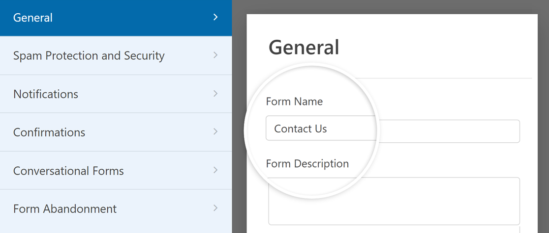 impostazioni-generali-nome-descrizione - WPForms Le impostazioni generali del modulo
