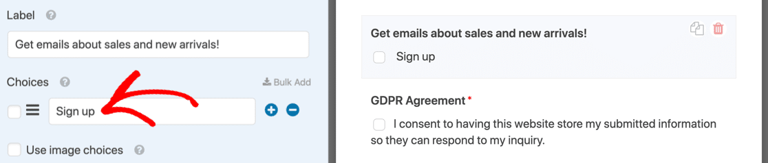 Checkbox de opt-in do formulário MailPoet WordPress