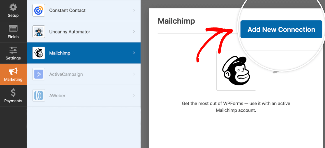 add-new-mailchimp-connection - WPForms Adding a new Mailchimp connection to a form