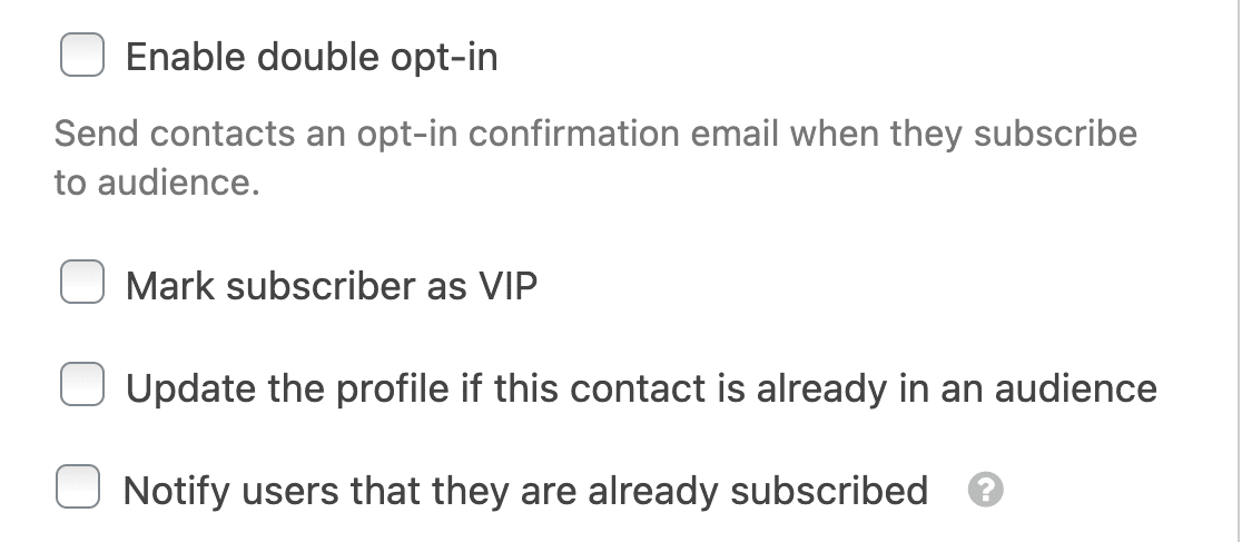 mailchimp-subscribe-options - WPForms Additional settings for the Mailchimp Subscribe action