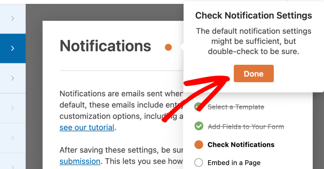 Click done button notification step