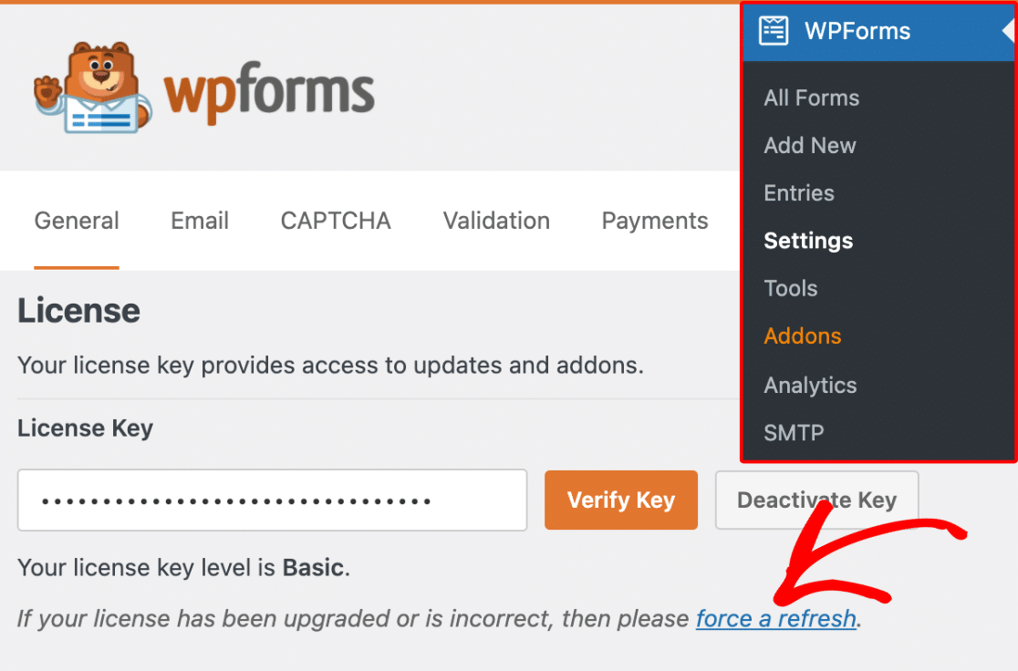 Forza un link di aggiornamento