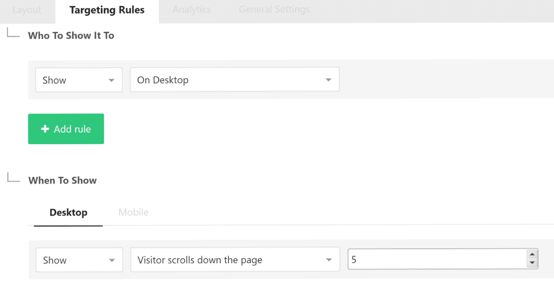 Shareaholic Targeting Rules - WPForms Shareaholic targeting rules