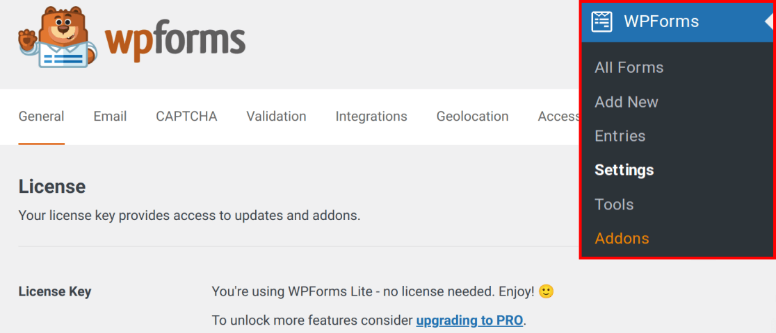abilita-lite-connect-nelle-impostazioni - WPForms Impostazioni di WPForms Lite