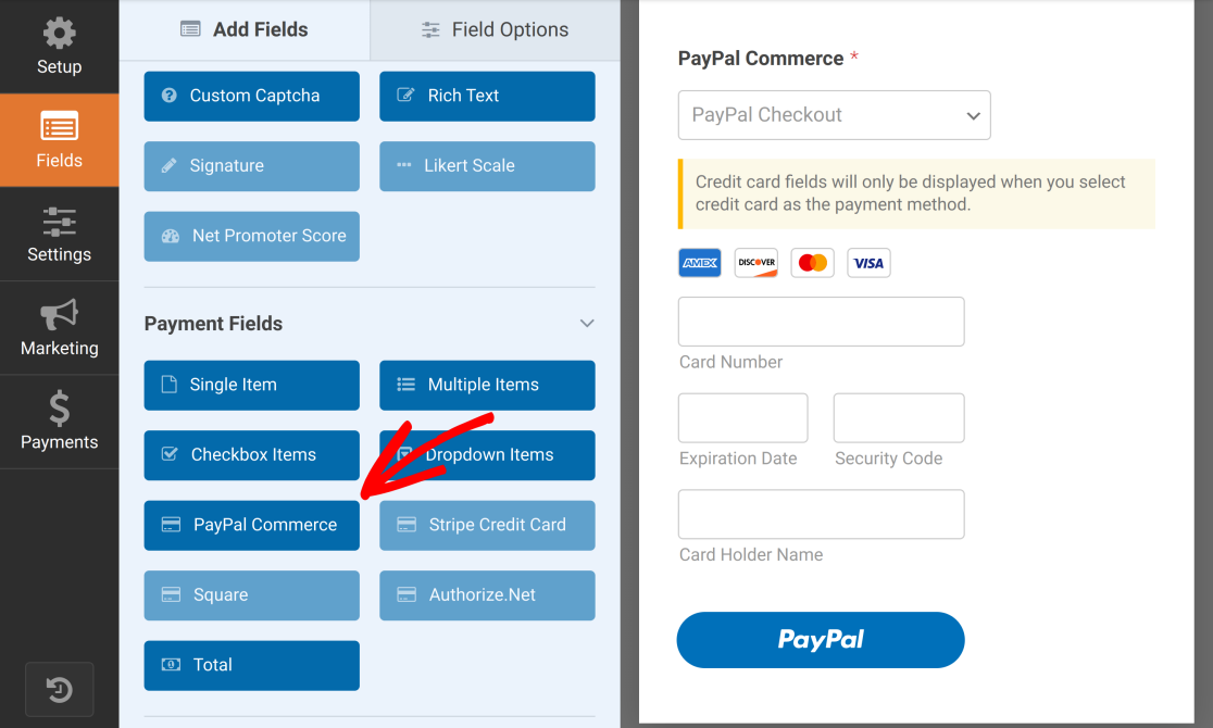 campo-paypal-commerce - WPForms Adicionar o campo PayPal Commerce
