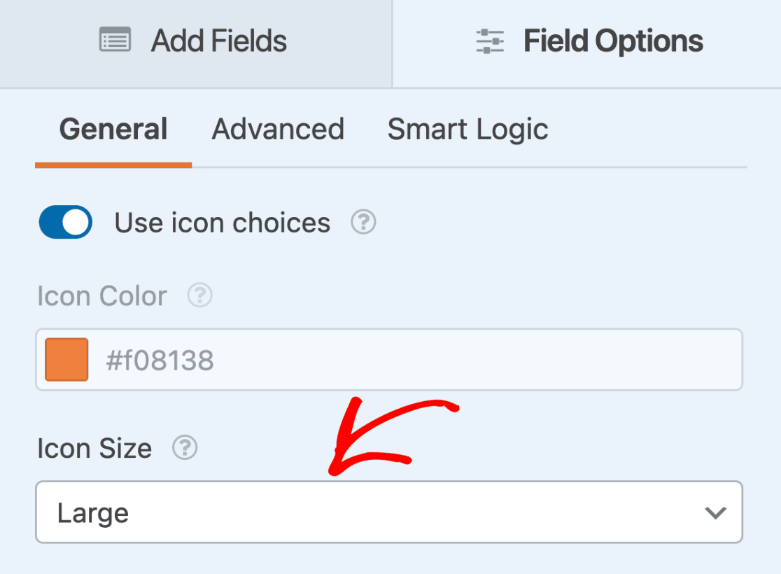 Setting Icon Size - WPForms Setting icon size
