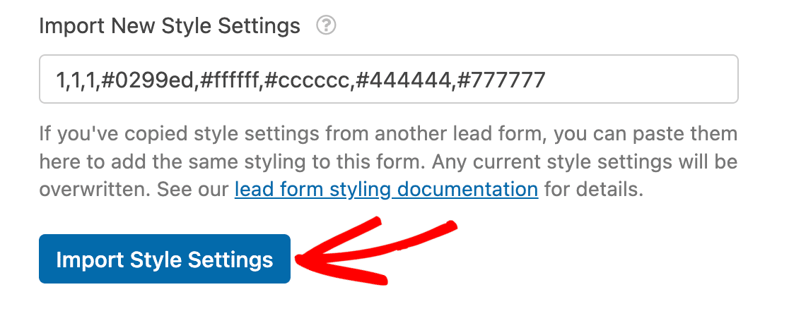 Import Style Settings - WPForms Import style settings