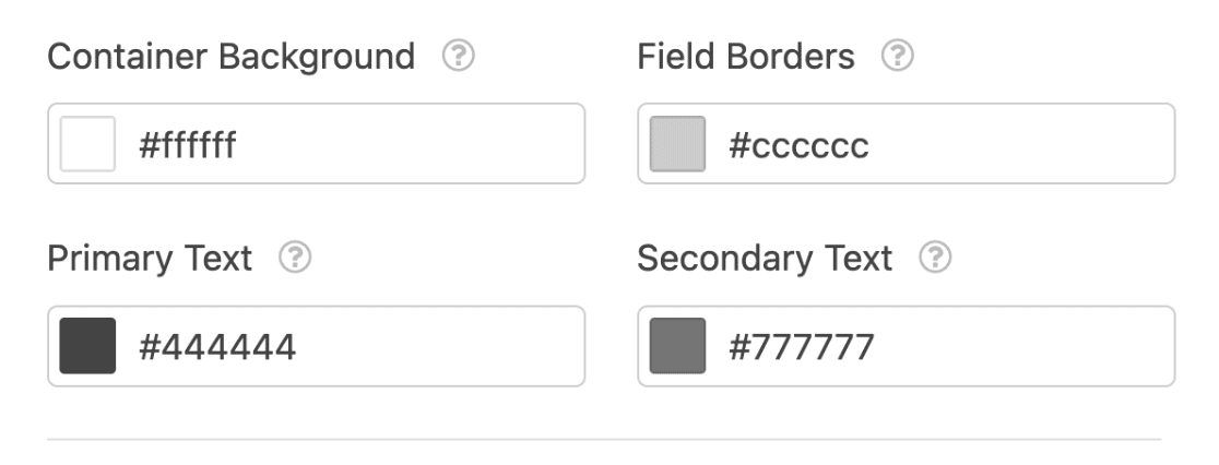 Additional Color Settings - WPForms Additional color settings