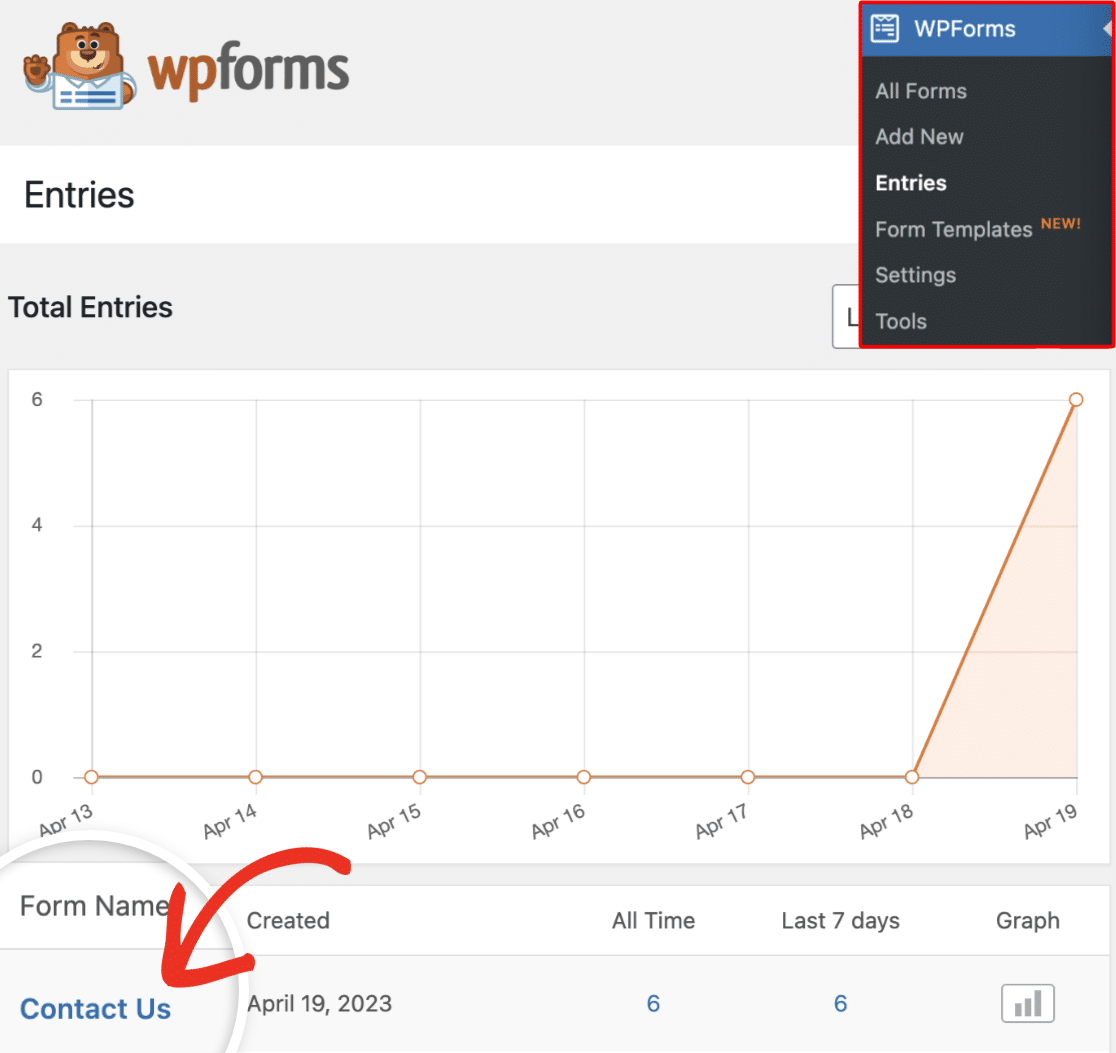 Vista General de Entradas del Formulario - WPForms Resumen de entradas del formulario