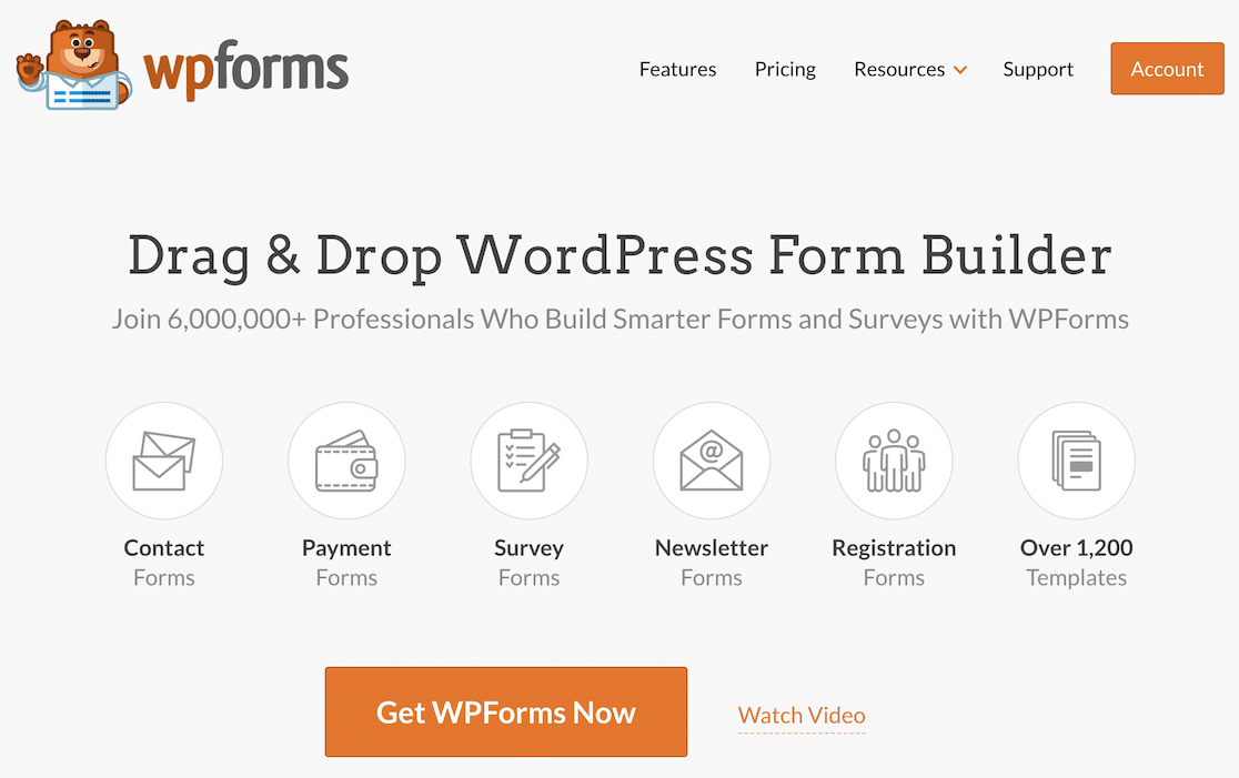 WPForms 1200 Modelos - WPForms A página inicial do WPForms