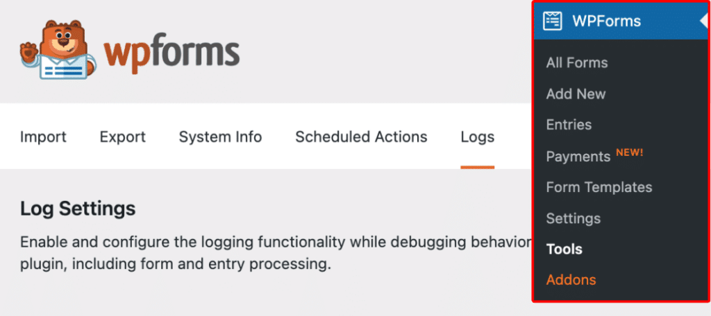 accedi-strumento-log-wpforms - WPForms Log di WPForms