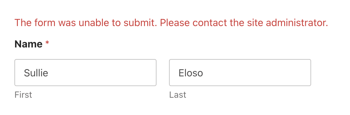 Form Unable to Submit Issue Form unable to submit