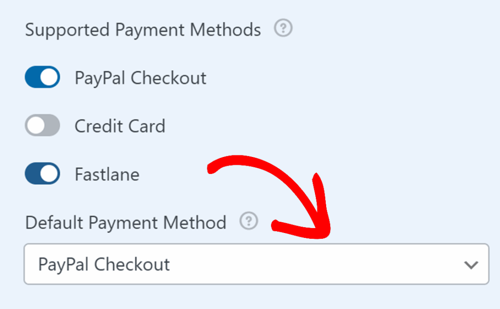 select-default-payment-method-paypal-commerce - WPForms