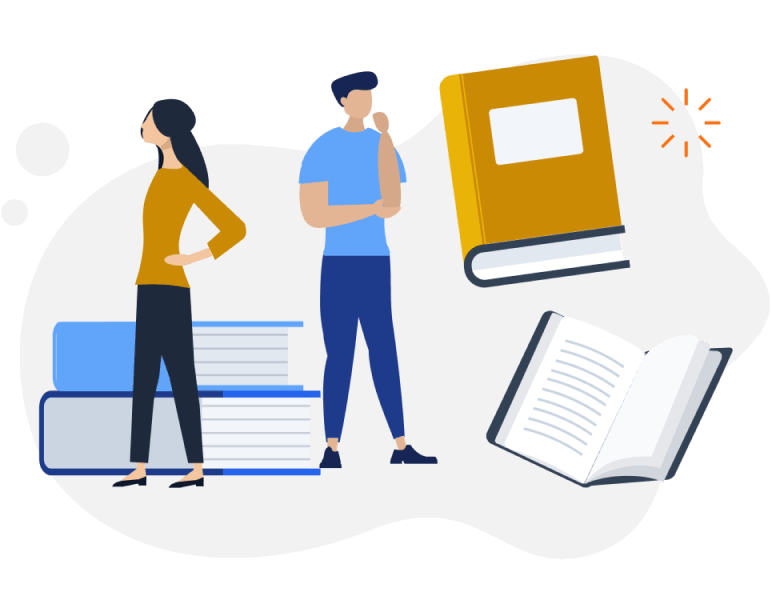 Illustrazione di persone e libri - WPForms Illustrazione di persone e libri
