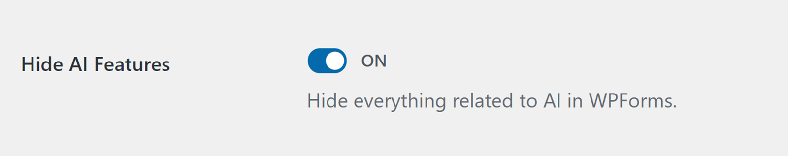 hide-ai-features-option - WPForms - WPForms Hide AI Features toggle button