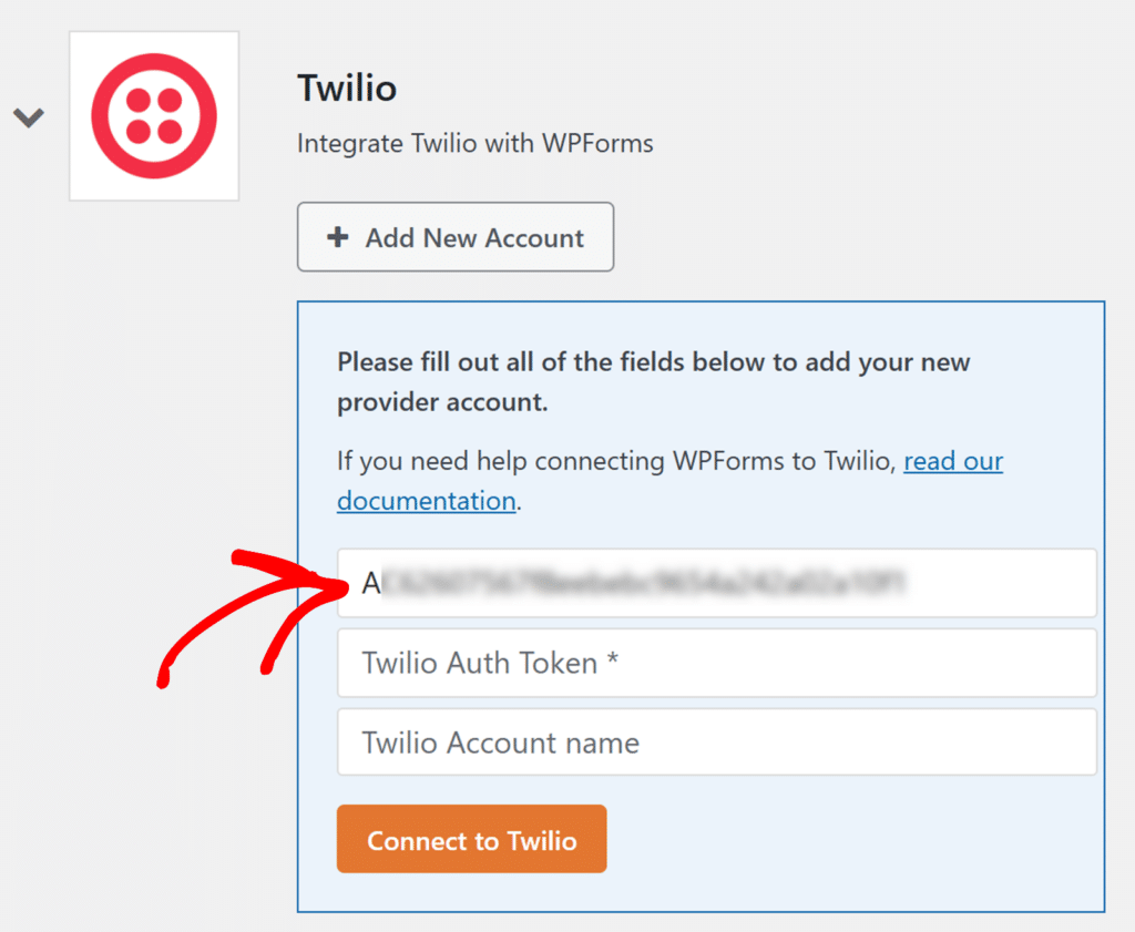 aggiungi-sid-auth-a-wpforms - WPForms Incolla Account SID