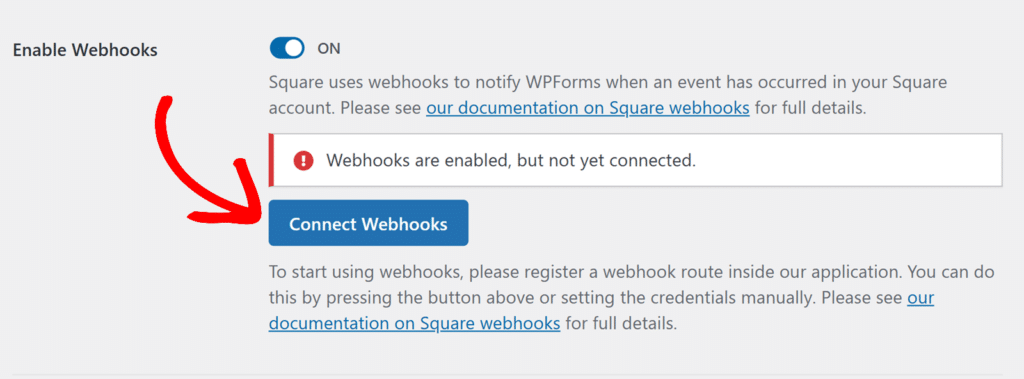 collega webhook pulsante quadrato - WPForms Connetti Webhook con Square