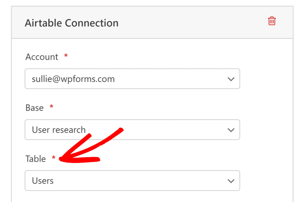 airtable-selecionar-tabela - WPForms