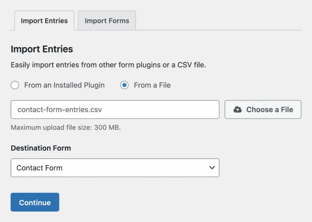 Eintragsimporteur CSV-Beispiel - WPForms Eintragsimporteur CSV-Beispiel