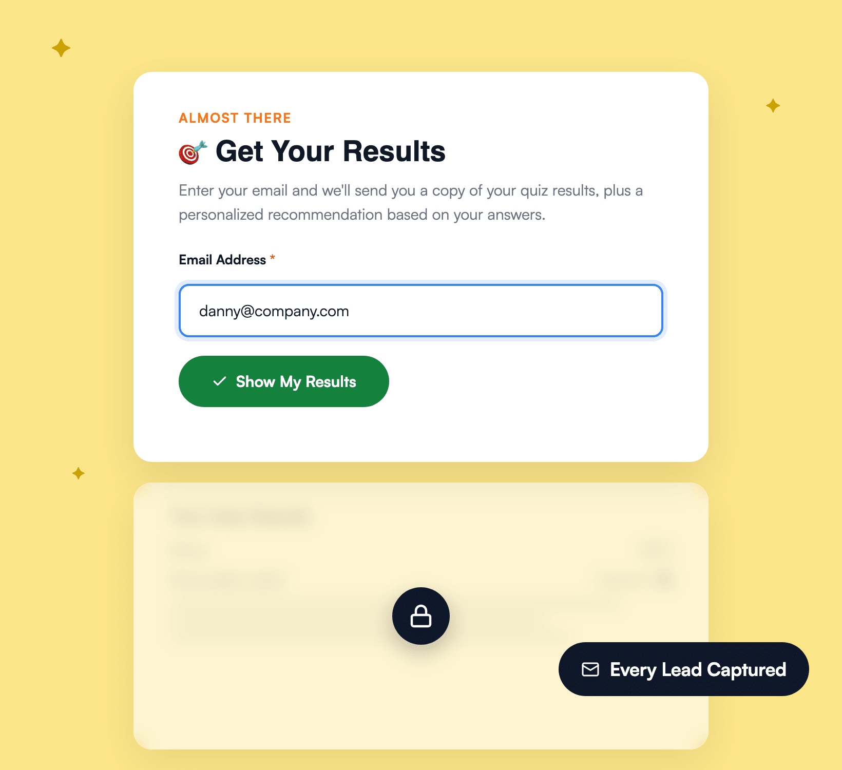 WPForms Gate email per quiz - WPForms Campo email obbligatorio mostrato prima della schermata dei risultati di un quiz WPForms