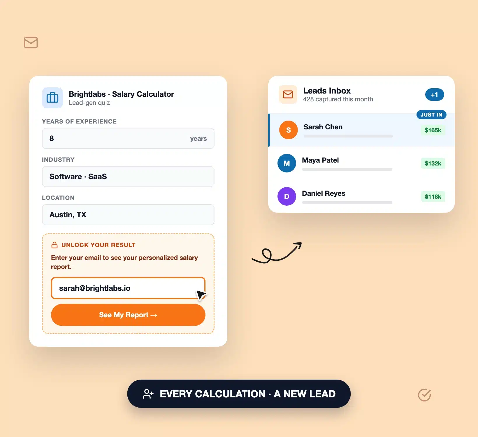 Captura de Leads do Calculador WPForms - WPForms Plugin de calculador WordPress a capturar um lead com um campo de e-mail antes de mostrar resultados personalizados
