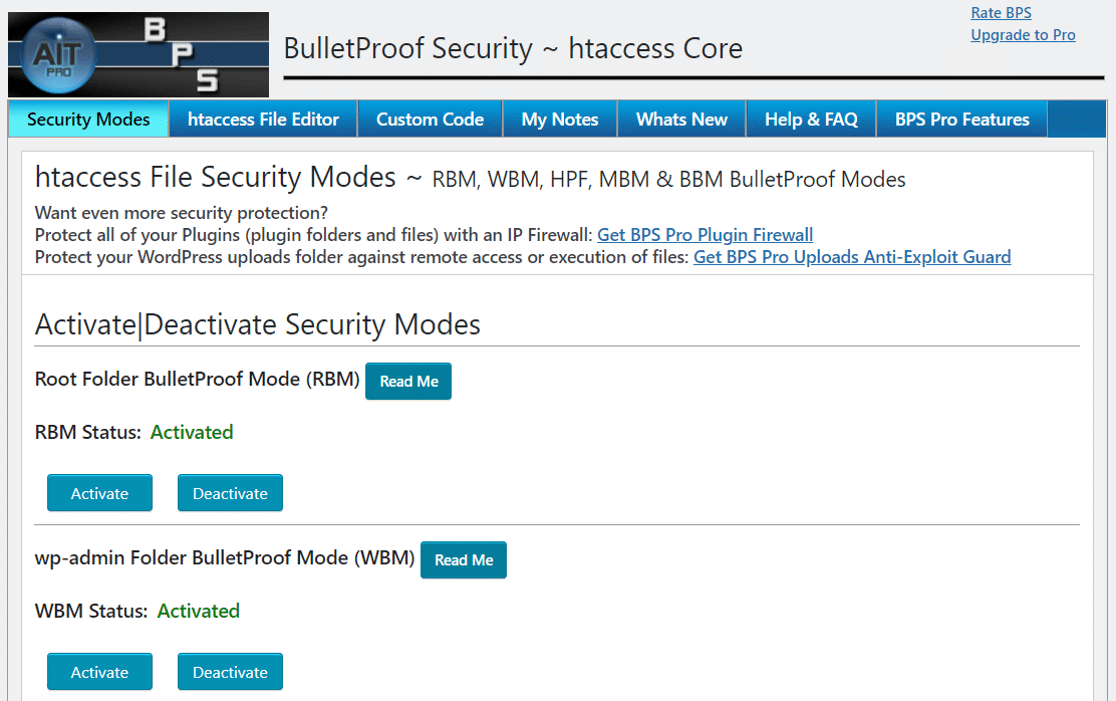Modos de segurança de ficheiros BulletProof Security - WP Mail SMTP Modos de segurança de ficheiros WordPress BulletProof Security