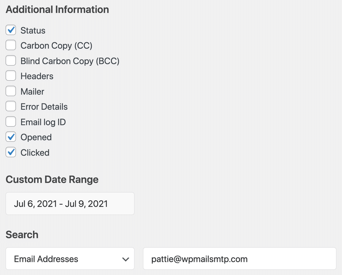 Informazioni esportazione WP Mail SMTP - filtri aggiuntivi - WP Mail SMTP Informazioni esportazione WP Mail SMTP - filtri aggiuntivi