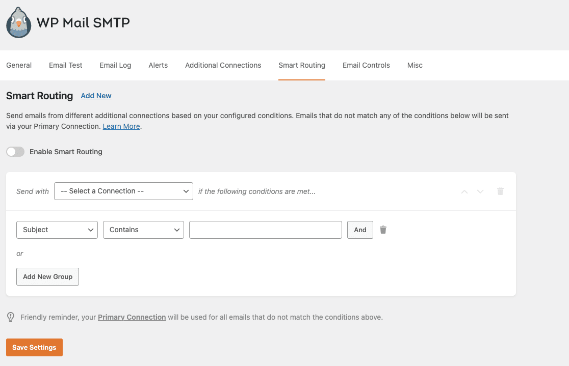 Smart Routing Settings - WP Mail SMTP Configuring Smart Routing settings in WP Mail SMTP