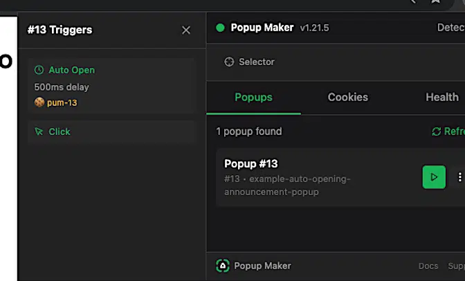 A Beginner'S Guide To The Popup Maker Debug Tools Chrome Extension 7 Popup Maker Debug Tools Extension View Triggers