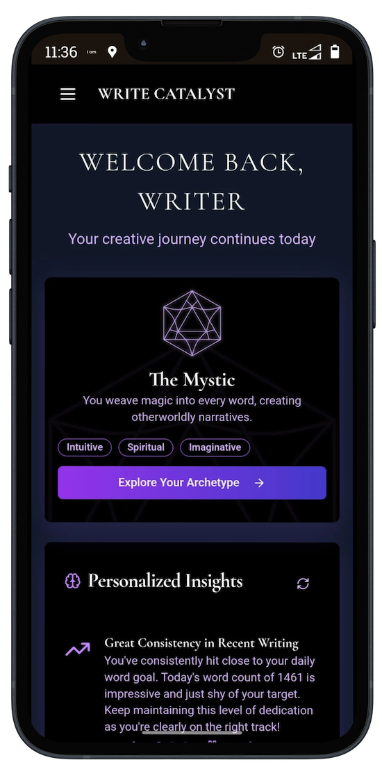 Write Catalyst Writing App Mock up 2