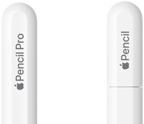 丸みを帯びたペン尻にApple Pencil Proと刻印されているApple Pencil Proと、ペン尻のキャップにApple Pencilと刻印されているApple Pencil(USB-C)