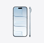 天藍色 iPhone Air 機身正面,展示頂部中間的動態島、機身側面、超纖薄外型、側邊按鈕、相機控制按鈕