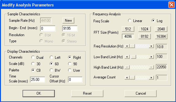 Spectrogram settings Knob twiddlers